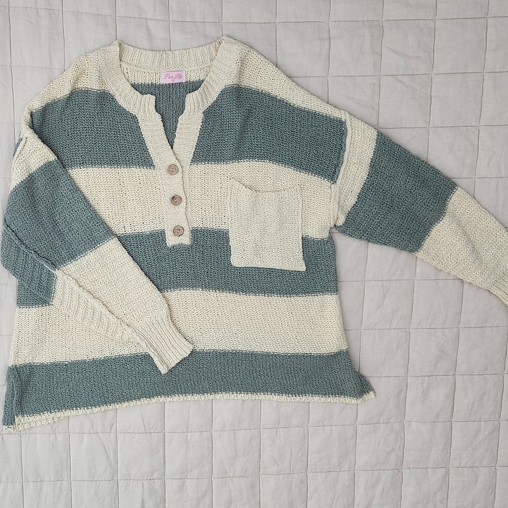 Pink Lily Striped Sweater